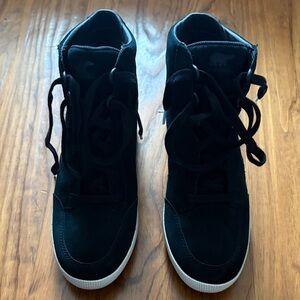 Sorel Black Suede High-Top Wedge Sneakers
